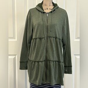 Coco & Carmen Green tiered zip up hoodie L/XL